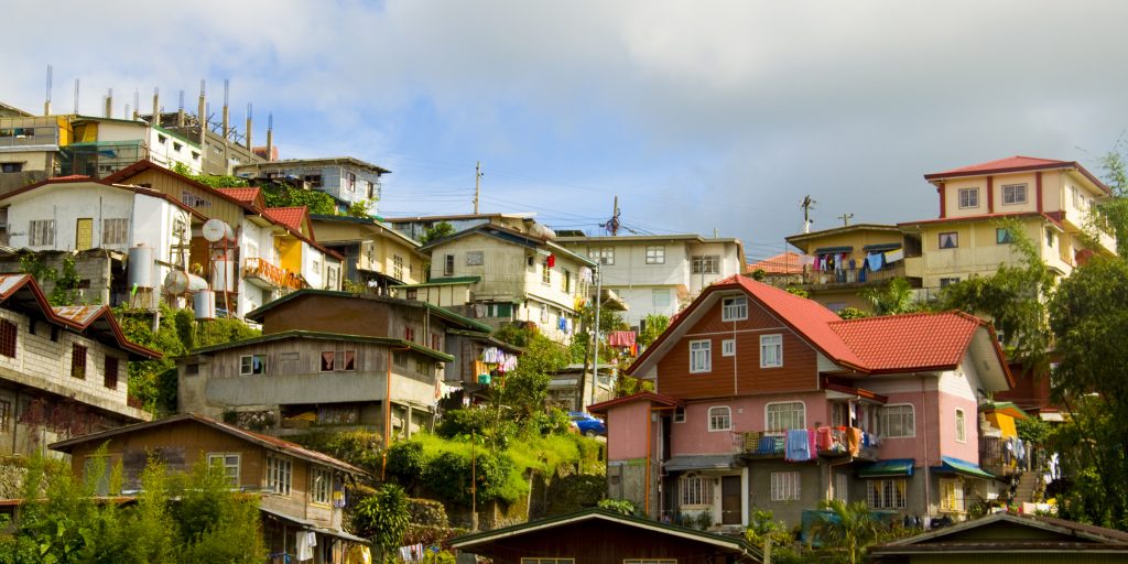 Residental structures on the hil tops of Baguio Cuty, Philippines